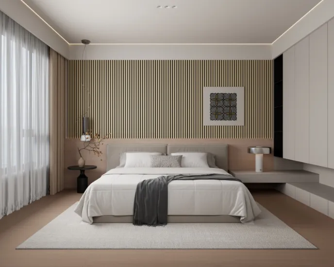 sound absorbing pvc wall panels with brown veneer look