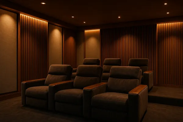 Where should you place acoustic panels in a home theater?